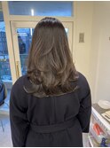 ピンクアッシュ×セミロングレイヤースタイル