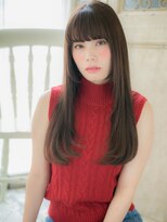 モッズ ヘア 福岡姪浜店(mod's hair)&nbsp;mod's姪浜/ぱっつん前髪ココアブラウン艶感ストレートロングj