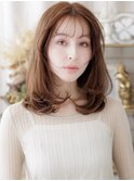 大人可愛いブリーチなしミルクティーベージュくびれレイヤー30代