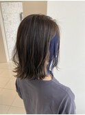 グレージュ×インディゴブルー