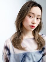 エインアンリー 表参道(AIN.ANLY.) くびれロング長めバングオリーブベージュミルクティーアッシュ