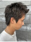 メンズスパイキーショートスパイラルパーマニュアンスパーマ眉毛