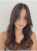 ゆるやかワンカールレイヤーロング韓国風後れ毛ストレート