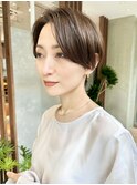 ハンサムショートショートヘアショートボブ前髪なし髪質改善