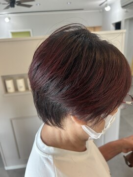アウラヘアーサロン(aura hair salon) 大人ショート×レッドカラー