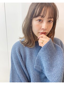 ロンプ(romp) シースルーバング インナーカラー 外ハネロブ【romp佐々木】