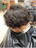 20代30代メンズスパイラルパーマワイルドオシャレ感アッシュ