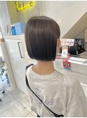 さりげなハイライト×マロンベージュ×ミニボブ