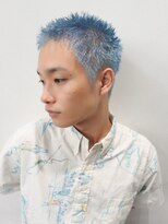 ケアブリーチハイトーンメンズブルーカラー坊主