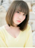 グレーベージュシースルーバング前下がりボブc6上尾20代30代40代