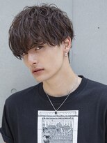 小久保styleフェザーパーマグレーブルーカラー刈り上げショート