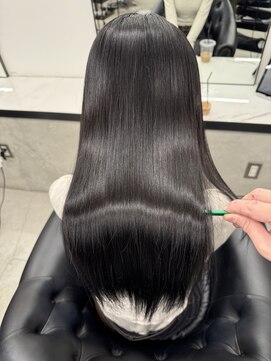 ジーニーホリエ(Geniee horie) 髪質改善XアッシュブラックX縮毛矯正Xレイヤーロング