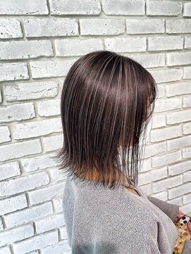 アジールヘア 池袋東口店(agir hair) ★細めハイライト艶感グレージュ/ミディアム外ハネボブ/池袋