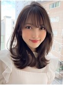 くびれヘアモテ髪エアリーカールデジタルパーマ暗めカラー