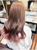 【裾カラー☆ピンク】