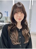 レイヤーカットブリーチなし透明感カラーモカベージュ