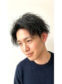 ツーブロックツイストスパイラルパーマアップバング20代30代