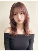 ミルクティーピンクベージュ/ざくざくレイヤーカットロング