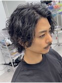 調布波巻きスパイラルツイスパ刈り上げマッシュセンターパート