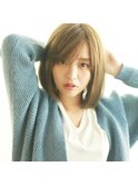 ハイトーンのワンレンボブ ミニマムボブ U-REALMotto川田