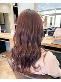 ピンクブラウン/ベージュピンク/ 波巻き/20代/30代/40代/50代