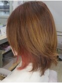 ピンク系カラーでインナーカラー/フェイスフレーミング