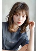 【GEEKS渋谷】顔周りレイヤー/オリーブベージュ/ロングウルフ/艶