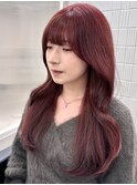 《韓国ヘア》ピンクレッド×ヨシンモリ