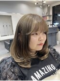 ふわっとワンカール×オリーブグレージュ[北千住/韓国/顔まわり]