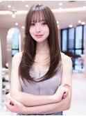 ミディアムレイヤー/大人可愛い/髪質改善/シースルーバング