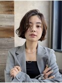 大人フレンチミニボブ切りっぱなし前髪なし丸顔絶壁K20260403
