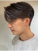 メンズセンターパートウルフセンターパートニュアンスパーマ襟足