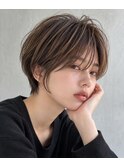 大人ショート　白髪ぼかし　 白髪染め　ハイライト30代40 代