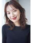 ★くびれヘアプリコットオレンジハイライトカラーレイヤーカット