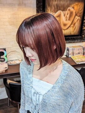 ボアップ 松山店(boappu) #ボブ#切りっぱなしボブ#ボルドーカラー#髪質改善
