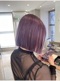【川辺晴加】切りっぱなしボブxラベンダーパープル