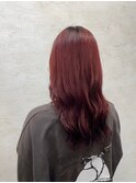 艶赤系カラー美髪ウェーブスタイル