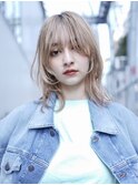 【GEEKS渋谷】レイヤー/ミルクティーベージュ/ウルフ/ハイトーン