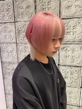 アース 会津若松店(HAIR&MAKE EARTH) ペールピンク×ホワイトインナーボブ