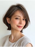 白髪ぼかし脱白髪染め似合わせショートボブ40代50代60代