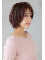 カバーヘア ブリス 北浦和(COVER HAIR bliss)&nbsp;シースルーバングxピンクベージュミニボブY北浦和20代30代40代