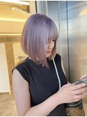 柔らかピンクラベンダー×ボブ
