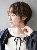 大人ショートボブ丸みショートカットマッシュショート前髪あり