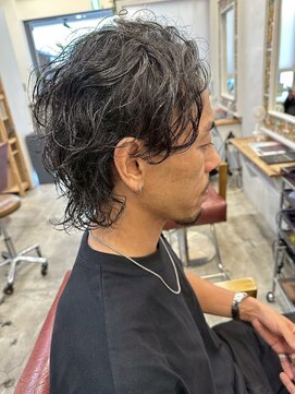 ボタンヘアー 日吉(BoTaN HAIR) ウルフパーマ/ニュアンスパーマ/襟足長め/アッシュブラウン