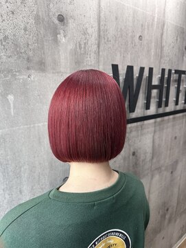 アンダーバーホワイト 南海難波店(_WHITE) 艶髪レッド×ショートボブ