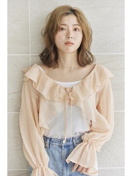 ミディアムパーマ/コテ巻風パーマ/くせ毛風パーマ/大人ボブ