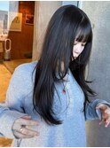 レイヤーカット/ハッシュカット//ブルーブラック／透明感カラー