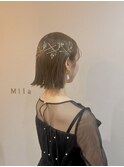ボブ×金箔×ゴールドピンで華やかにアレンジ★結婚式ヘアセット