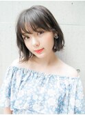 アッシュブラウン 流しバング 切りっぱなしボブ☆
