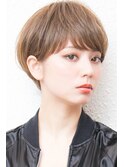 アシメショートエアリーショートグレージュナチュラルボブ